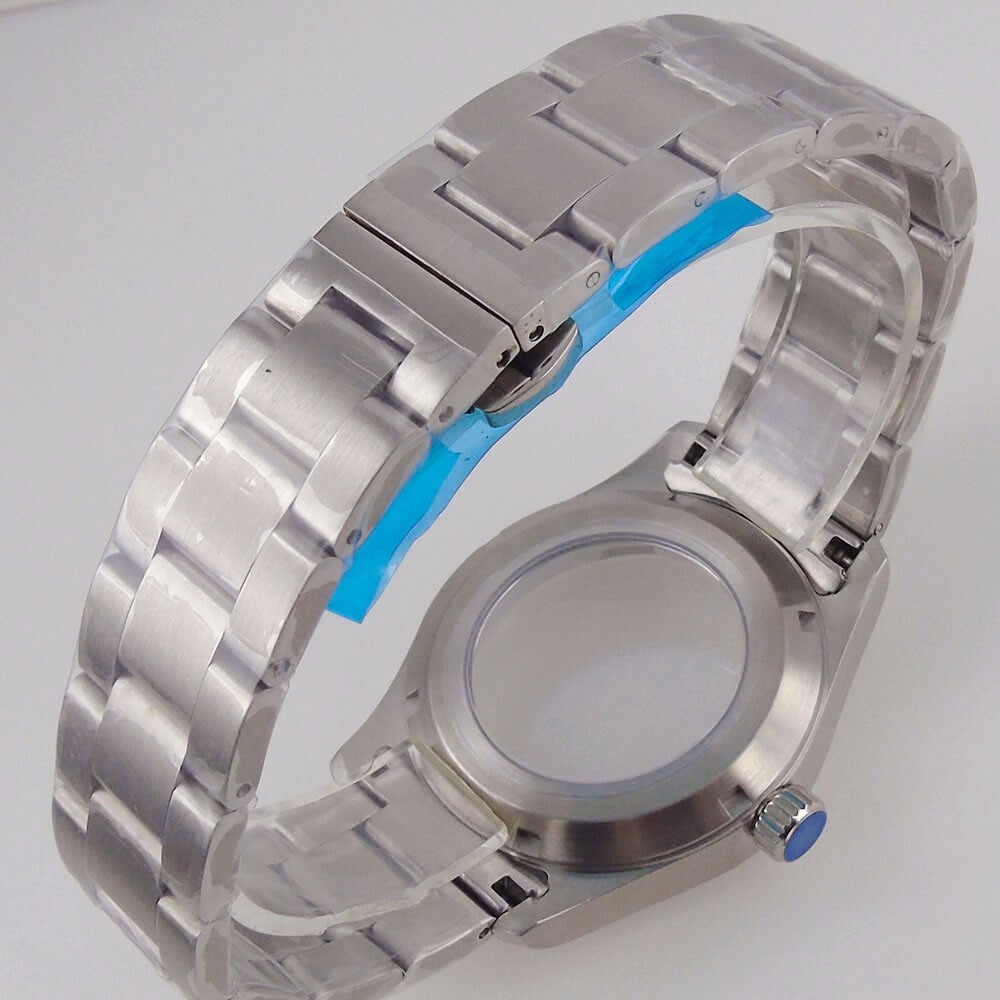 36mm Pilot Stainless Steel Sapphire Watch Case Fit NH35 NH36 ETA 2824 Glass Back