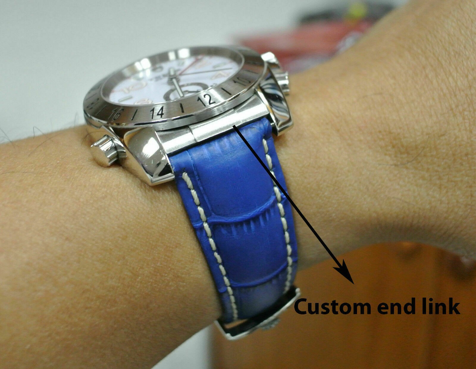 22MM CUSTOM WATCH BAND RUBBER LEATHER STRAP END LINK PIECE FOR ROLEX SKY DWELLER