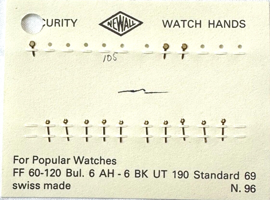 Newall GILT Stick Watch Hands MODELS IN DESCRIPTION LOT AS SHOWN 20-53