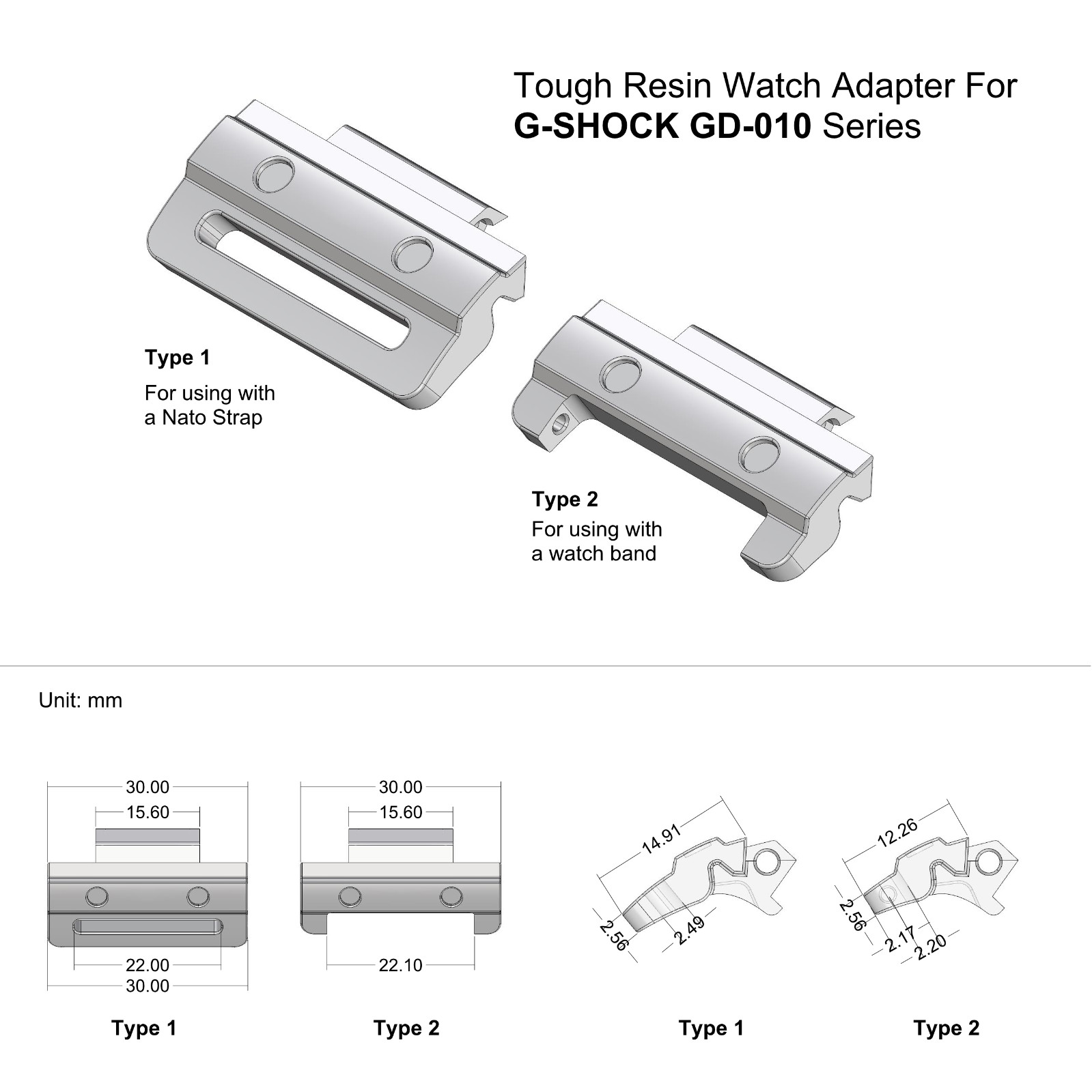 Tough Resin Watch Adapter for G-SHOCK GD-010 Series