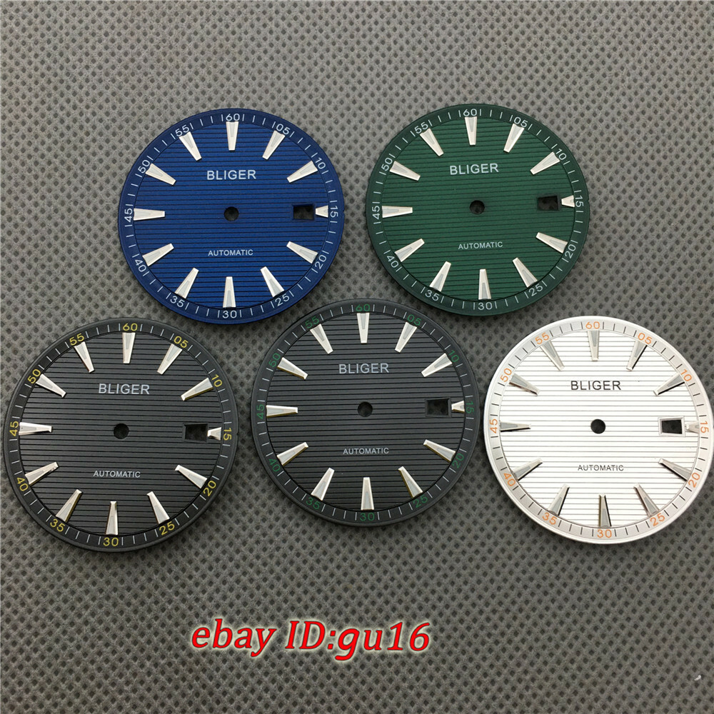 33.3mm black blue green silver watch dial luminous dial fit NH35 NH36 movement