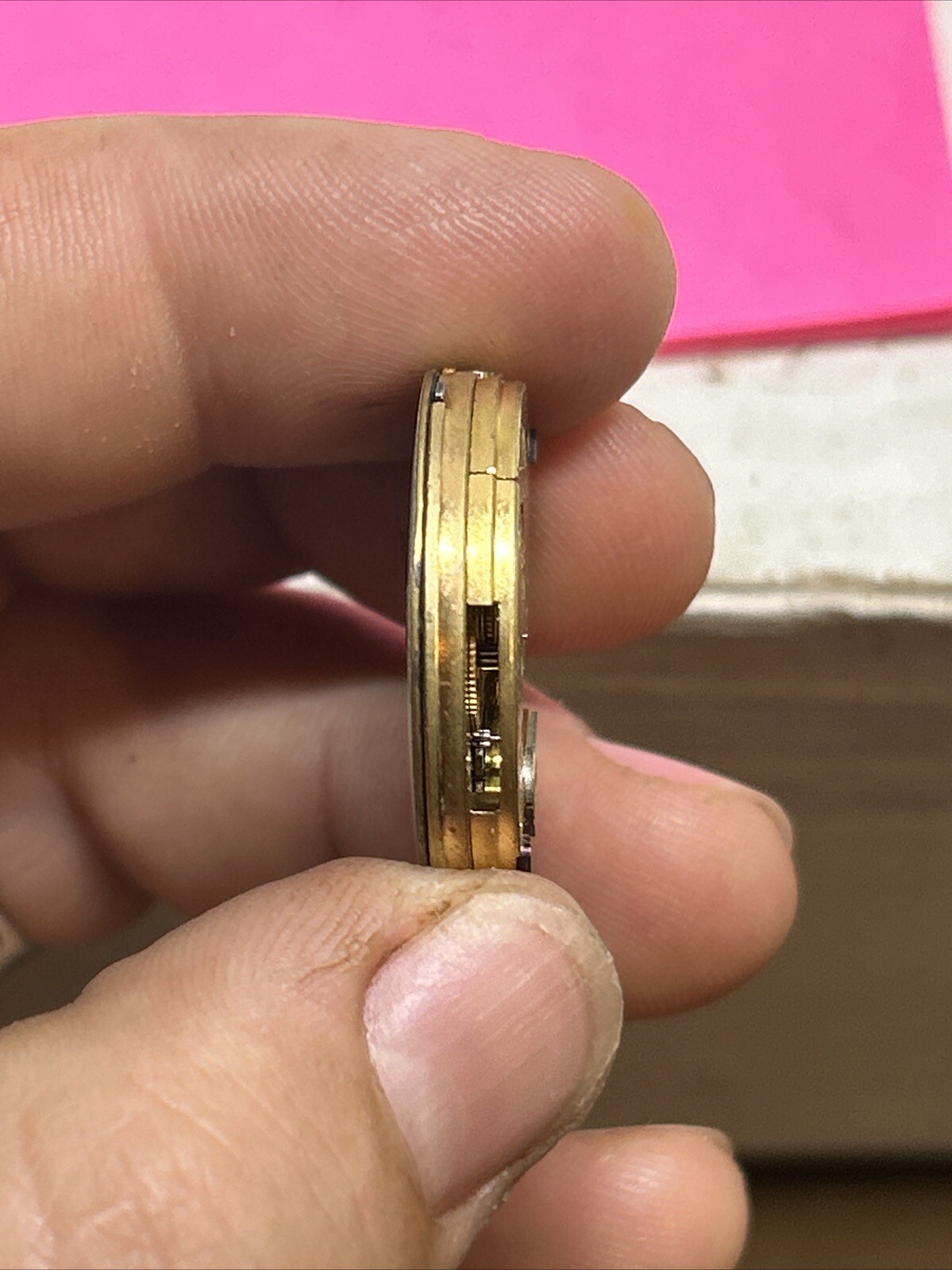 VINTAGE 0 SIZE ELGIN POCKET WATCH MOVEMENT Ticks Free For Repair