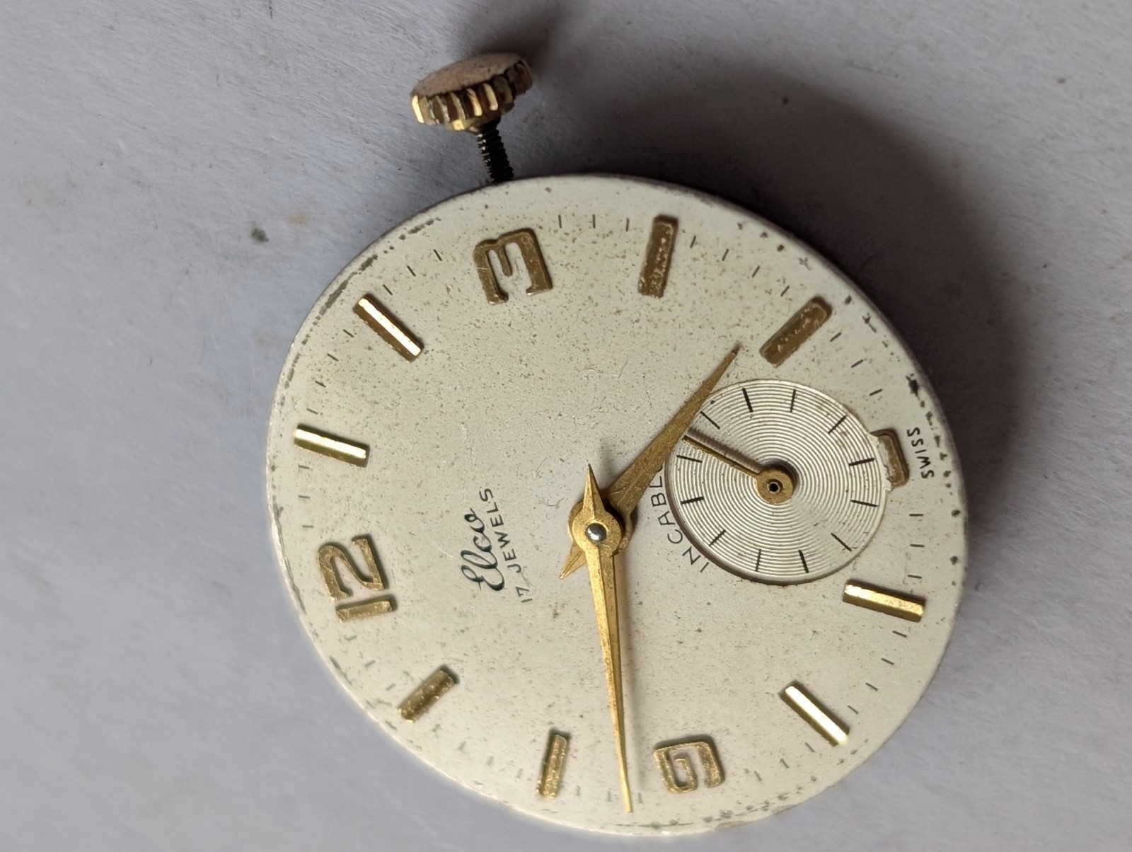 Vintage Enicar/AR 982 Mechanical Watch Movement (Spares/Repairs/Good Balance)