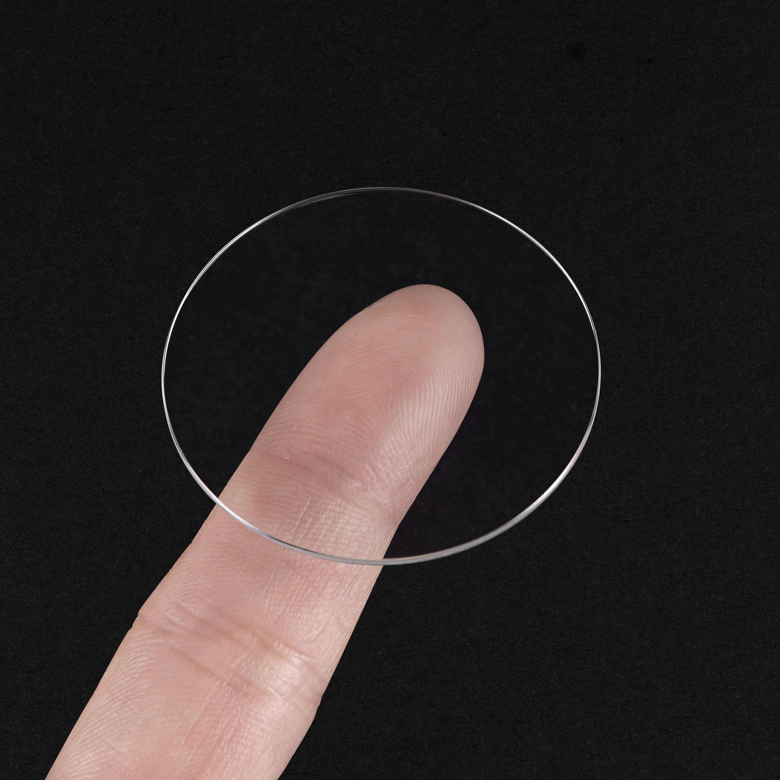 Glass Watch Single Lens Round 37.5mm Dia 1.3mm Edge Thickness, Transparent