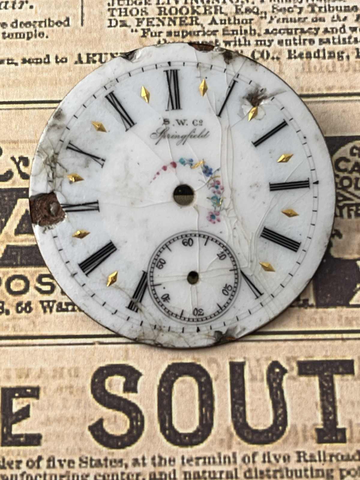 Illinois Springfield New England Pocket Watch Dial Hampden Movement Lot Of 3
