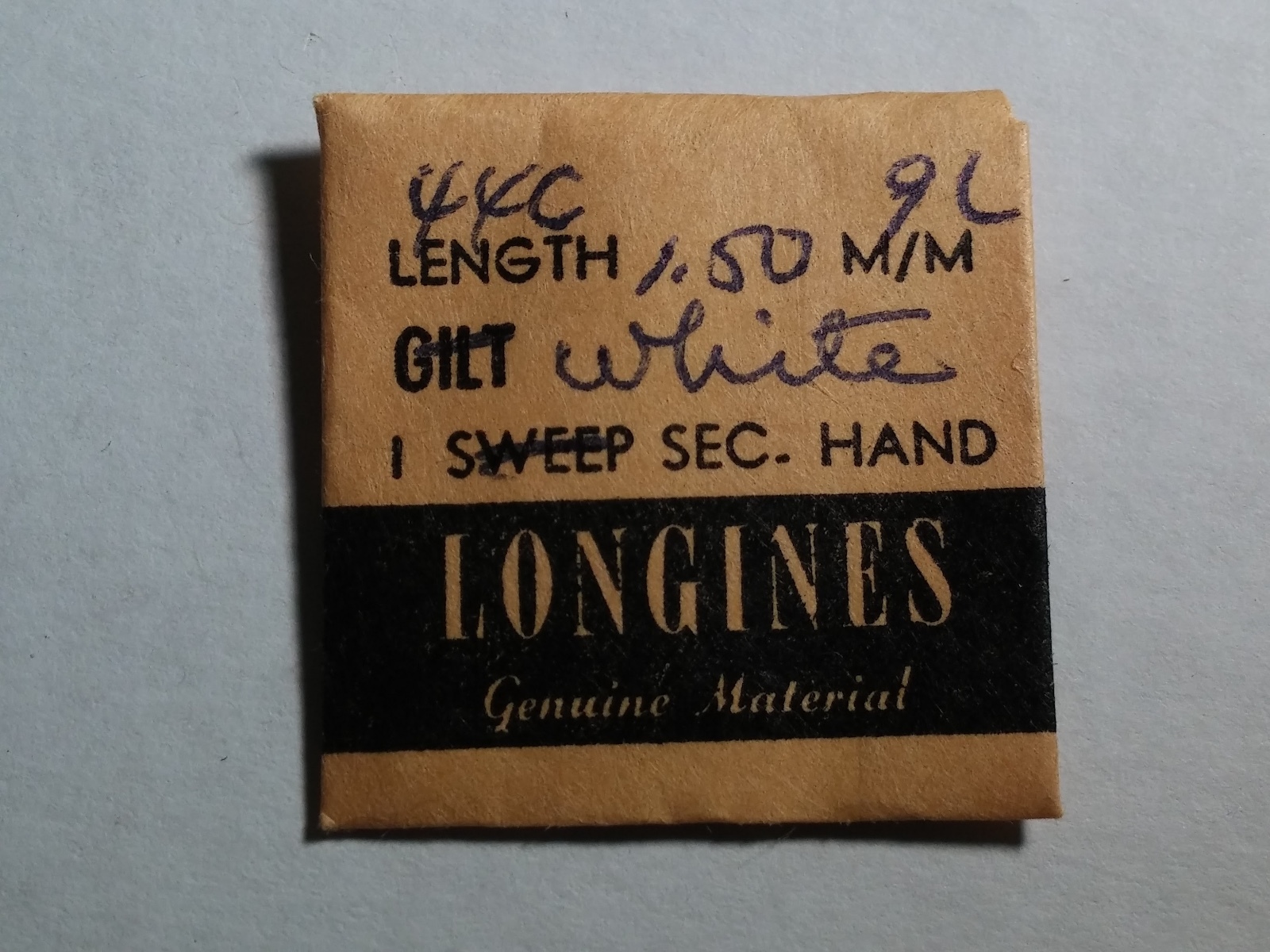 Longines Second Hand. WHITE 1.50mm, “10L-2371; 23M; 44C” for watch repair