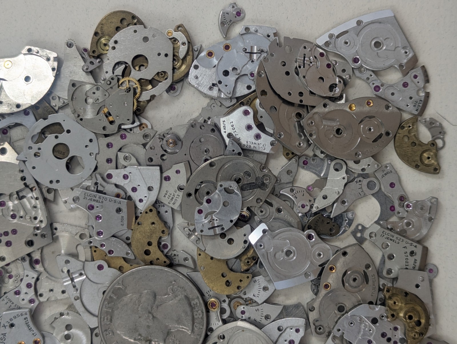 Large 1/2 pound lot of Assorted Watch Parts, Elgin and more R34