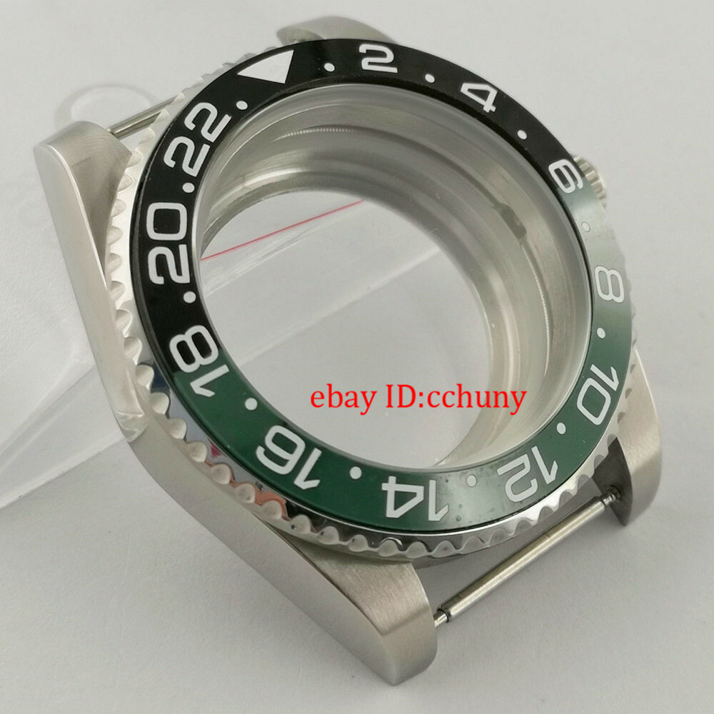 40mm Watch Case Black Dark Green GMT Ceramic Bezel Fit NH35 NH36 NH35A Movement