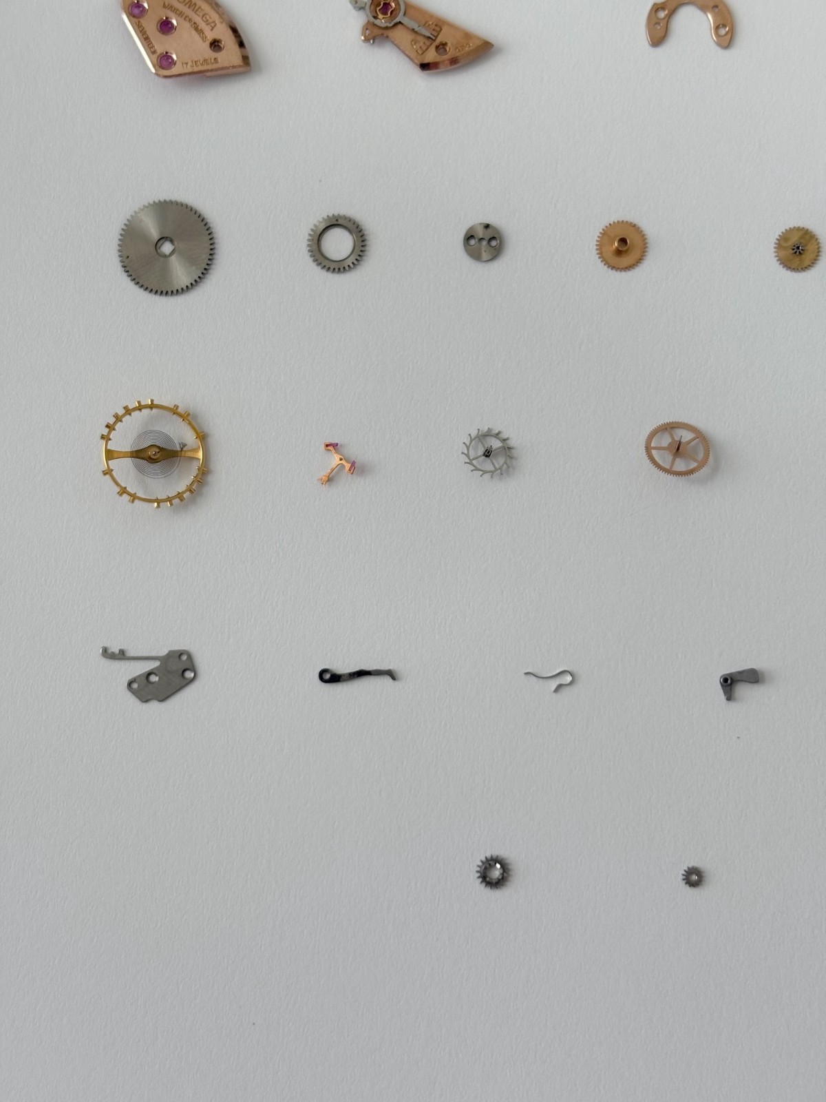 Omega Cal 410 Watch Movement Parts Balance Fork Wheel Spring Bridge Escapement