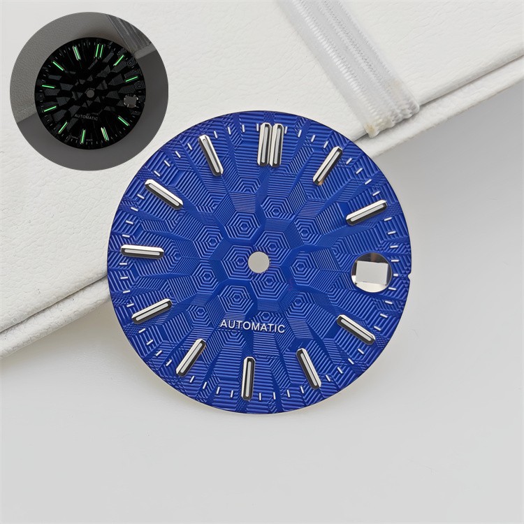 NH35 Dial 28.5mm Architectural Dial Green Lume Fit for NH36 Movement Watch Parts