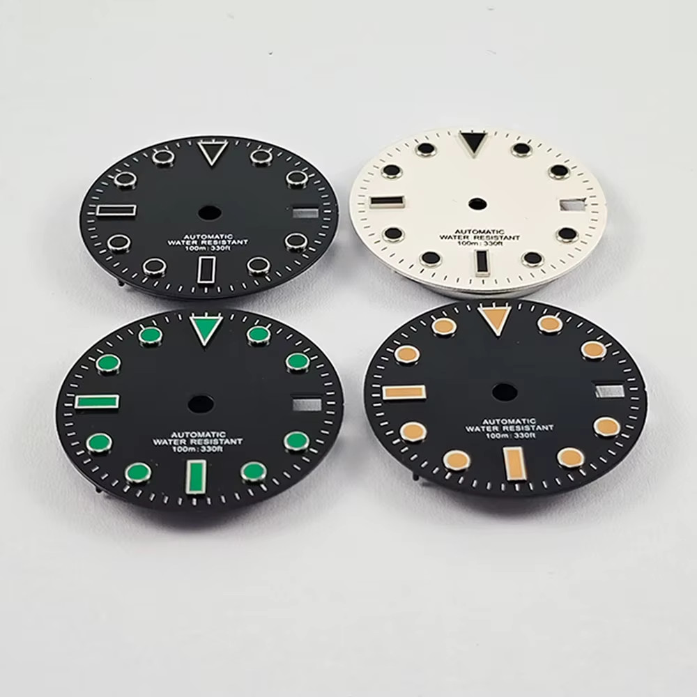 NH35 28.5Mm No Logo Sterile Sanding Watch Dial No Luminous White Black Blue