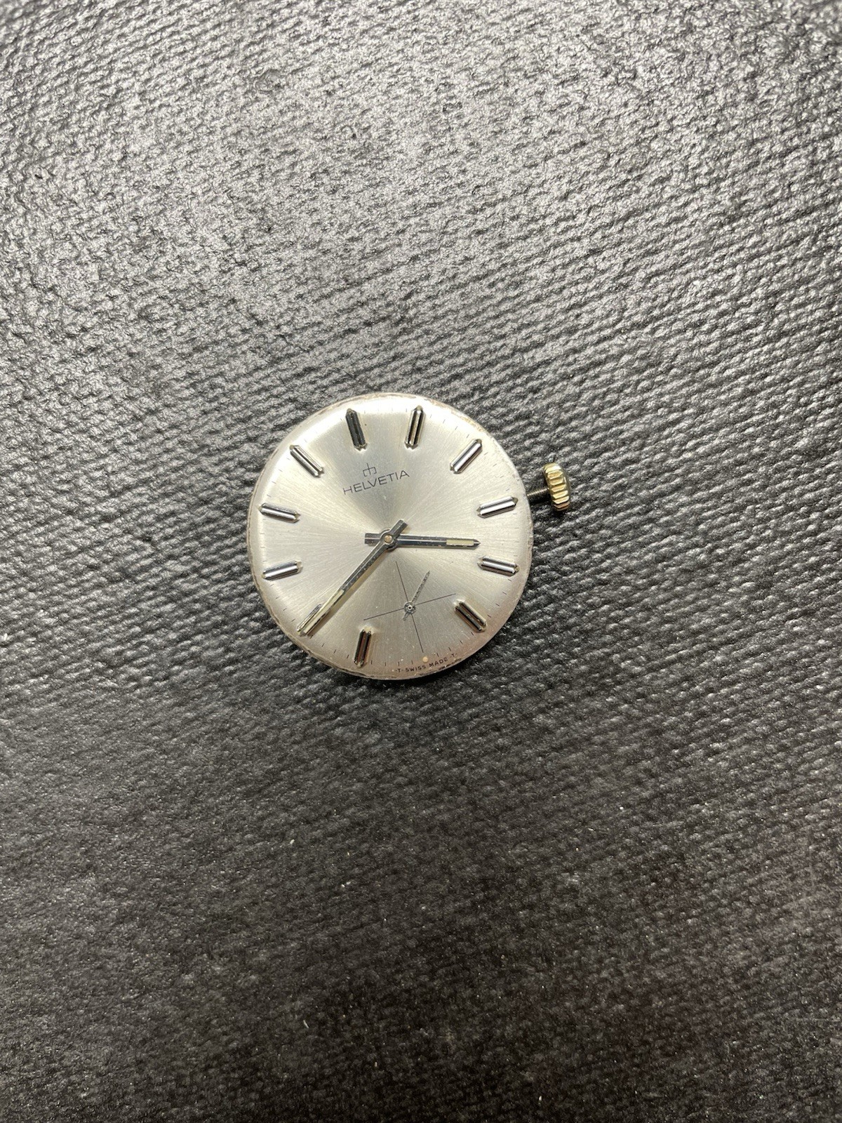 Helvetia Watch Dial Hands and Movement H65 Unitas 6310N Not Running For Parts