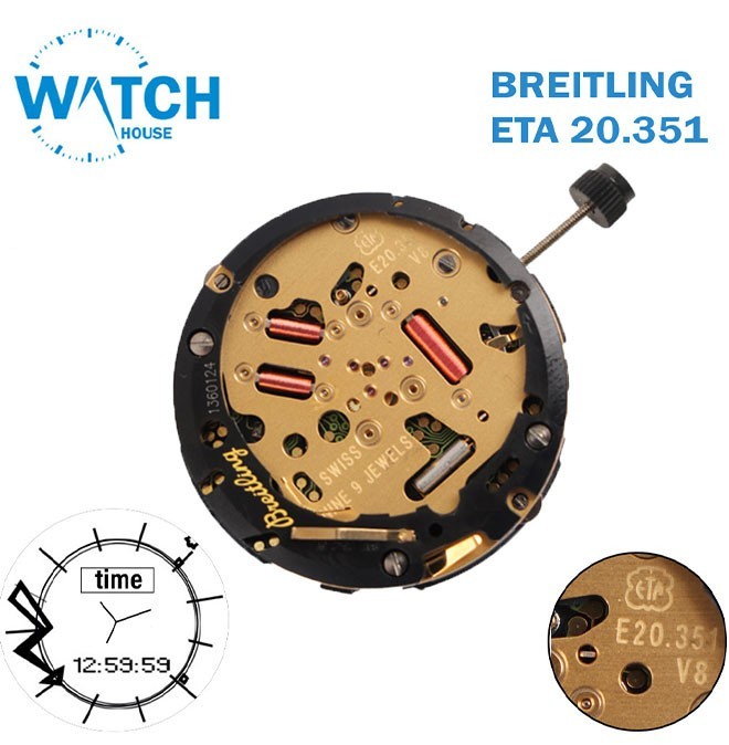 BREITLING ETA E20.351 Swiss Movement Analog /Digital Movement.