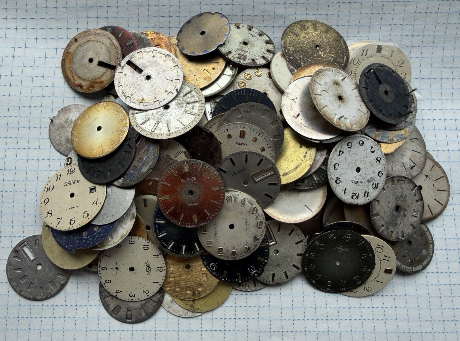 Soviet Vintage Watch Dials Lot 400g – Mechanical watch Faces, Steampunk, Art