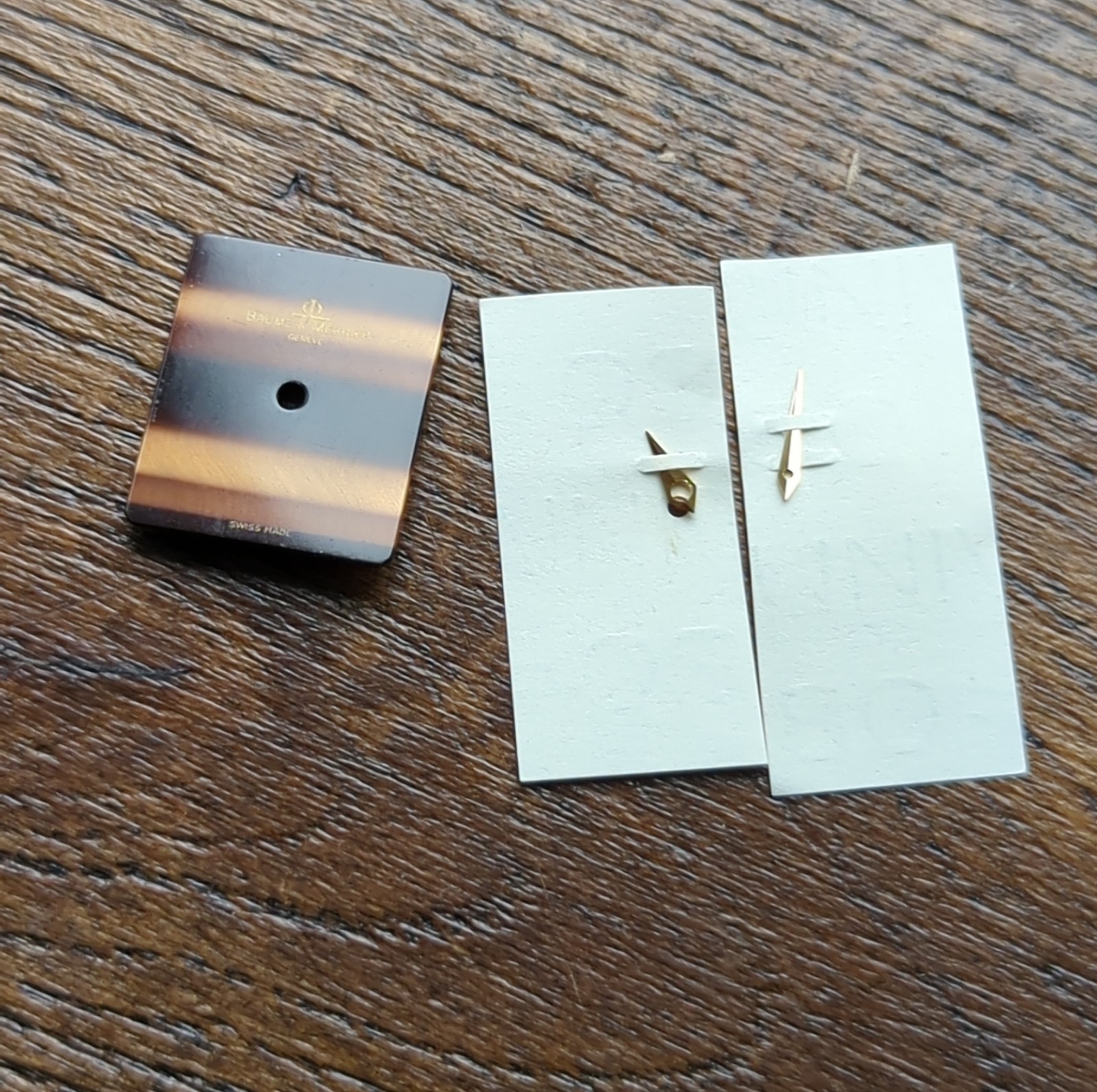 Baume & Mercier Ladies Tiger Eye Watch Dial Part & 18k Gold Hands (AS12)