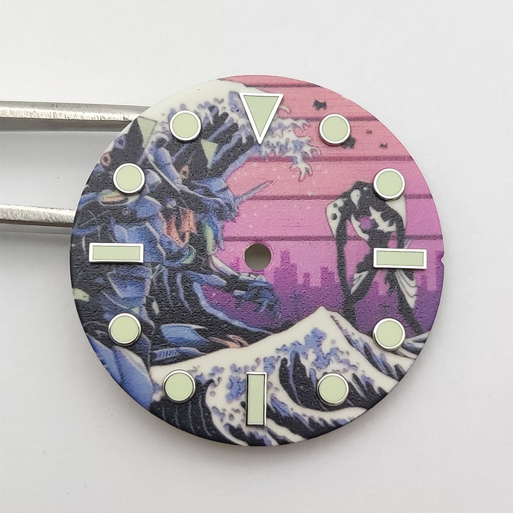 28.5mm NH35 Kanagawa Dial Full Luminou for NH35/36 Movement NH35 Dial Watch Part