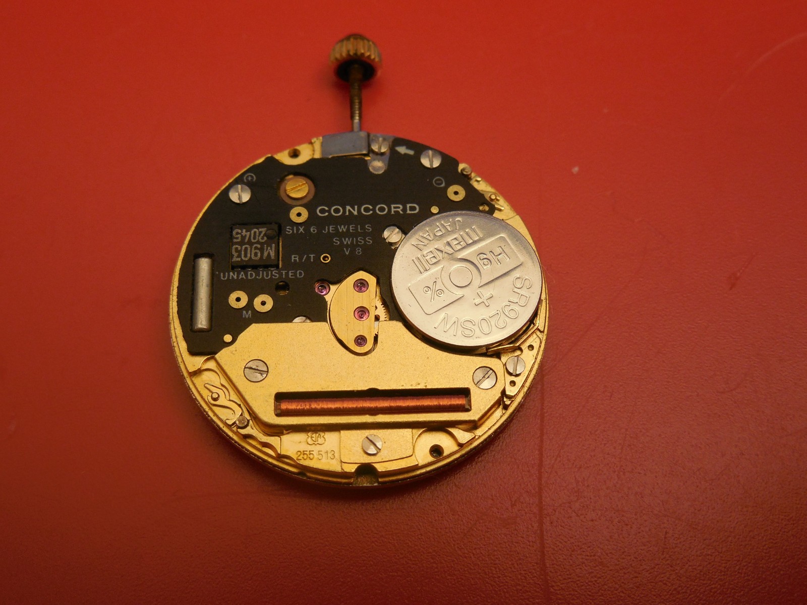 GENUINE CONCORD 6 JEWEL QUARTZ SARATOGA MOVEMENT & DIAL & HAND