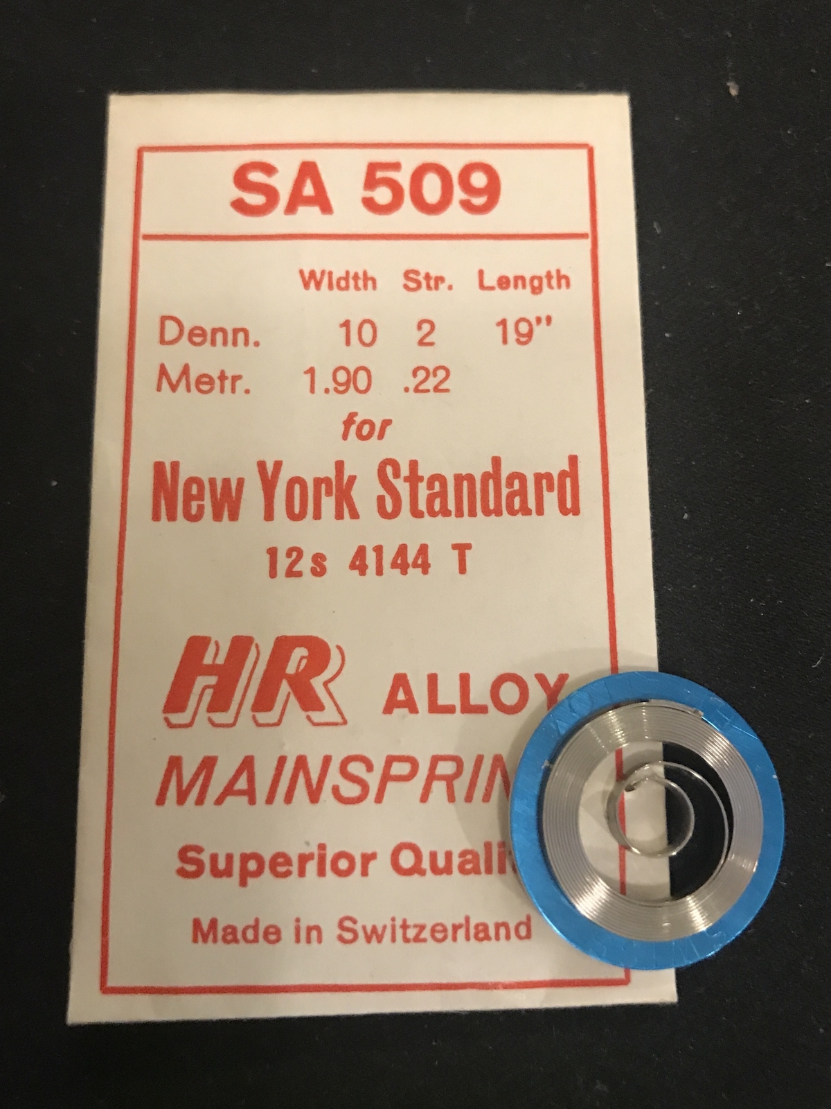 HR Mainspring SA509 for 12s NY Standard Factory No. 4144 – Alloy
