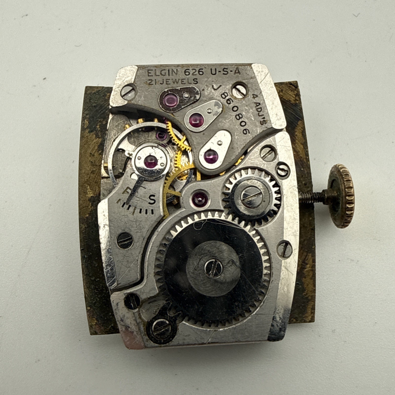 Vintage Elgin Caliber 626 21-Jewel Wristwatch Movement – Good Balance & Runs