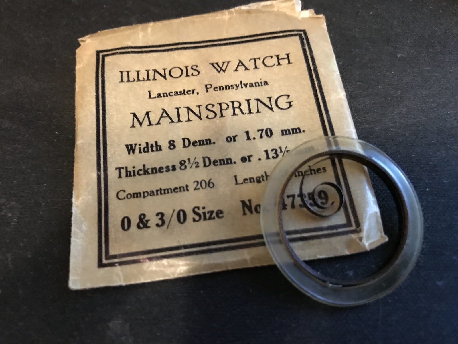 Illinois Factory Mainspring for 0s & 3/0s Models No 47359 – Steel