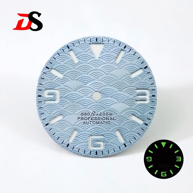 DS Sandwich Wave green luminous Dial No Date NH38 28.5MM Dials NH35 NH34
