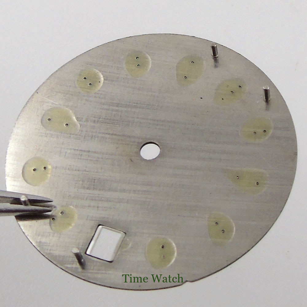 Fit For NH35/NH35A Movement Green Luminous 29mm Black Watch Dial Face Date