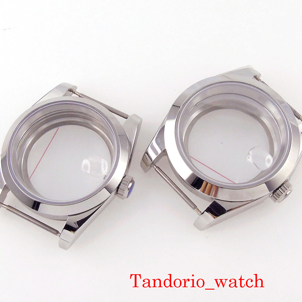 Polished Bezel 36mm/39mm Watch Case For NH35A NH36A Sapphire Crystal Glass Back