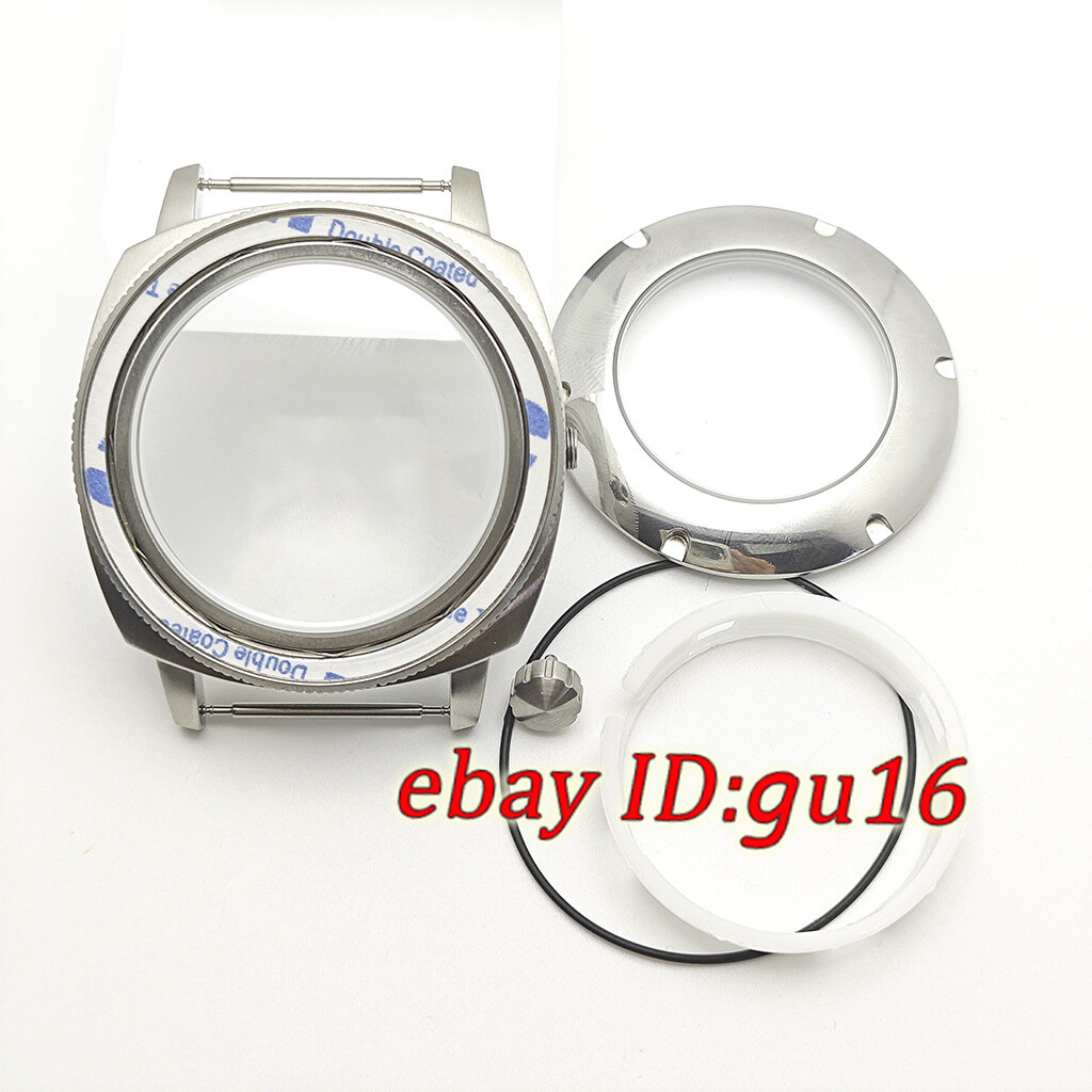 42mm Case Sapphire Glass Silver Frosted Watch Case fit NH35 NH36 movement