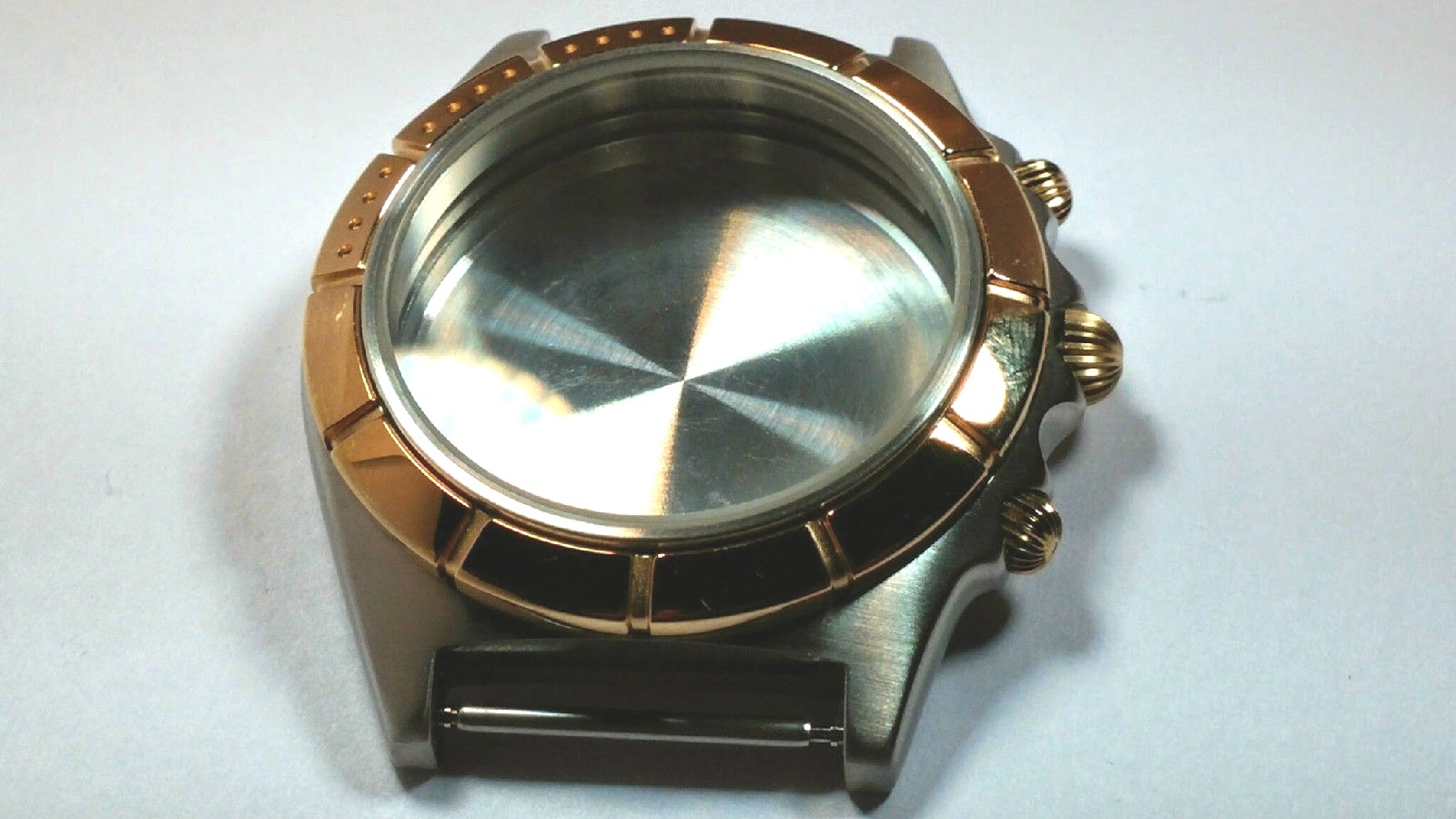 Chrono Case, Push Button, S/S and Gold Color Bezel, Water Resistant SALE!! stain