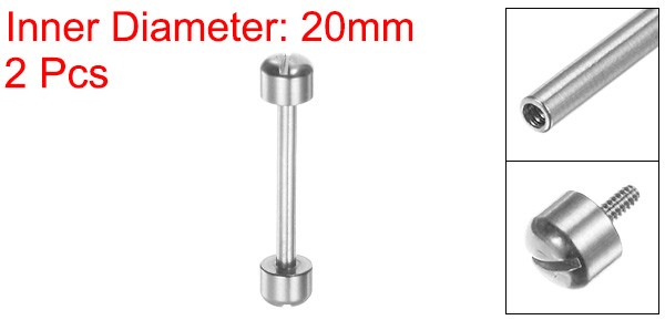 2pcs Watch Screw Tube Rod 20mm Stainless Steel Watch Strap Pins Silver