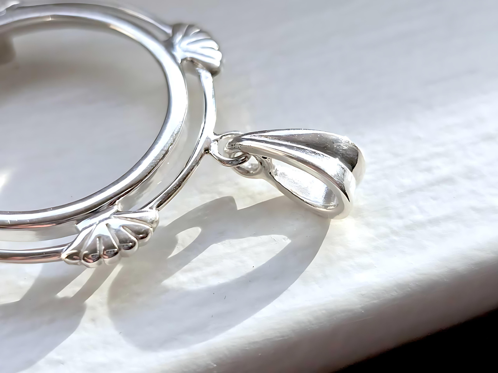 925 Sterling Silver Prong Back Clamshell Edge Bezel for 24mm Quarter 25Cent