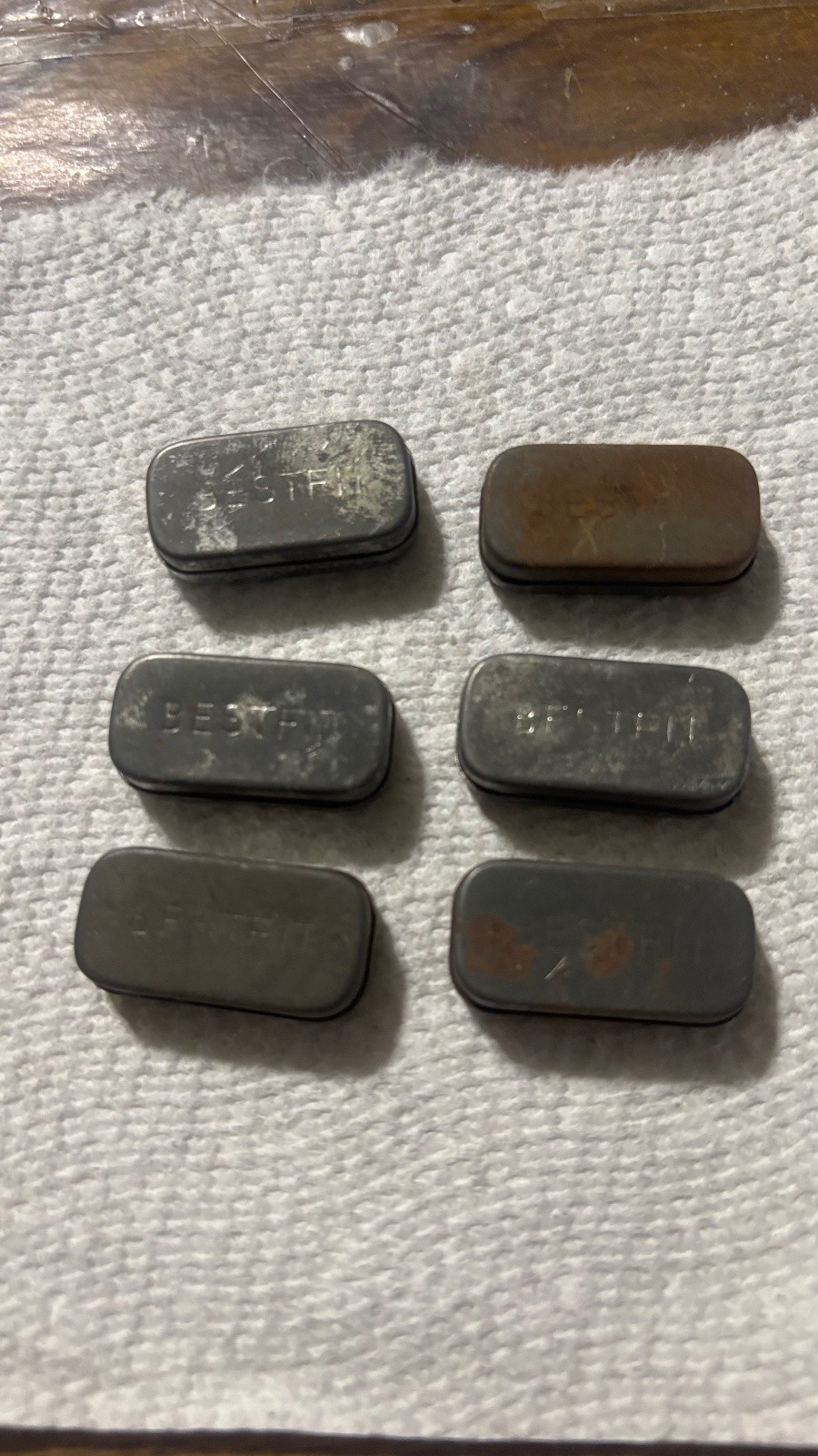 Lot of 6 BESTFIT Rectangular Watch Part Tins Vintage Hardware