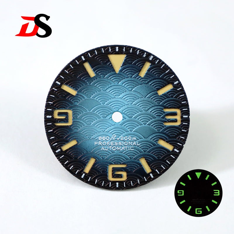 Beige Retro 369 Wave Dial NH38 Movement Green Lume No Date