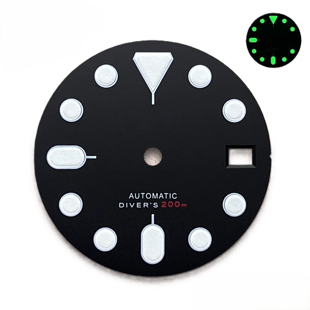 Dial 28.5mm With Logo for watch moding Black “200M” fits NH35