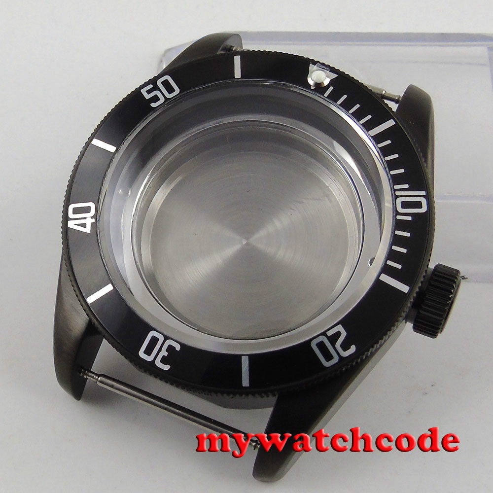 41mm sterile PVD black bay date Case Set for ETA 2824 2836 movement C124