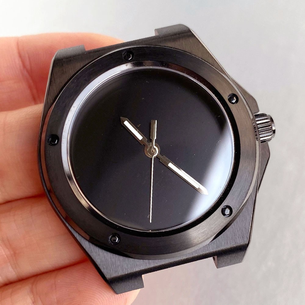 Fit NH35 PT5000 Black Watch Case+Band+Dial+Hands For Engineer Style Wristwatch