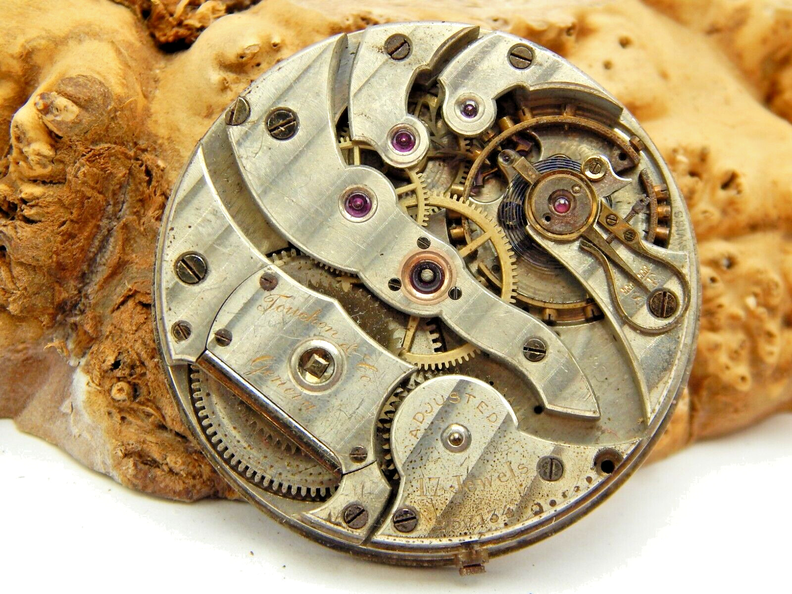 Rare Antique Touchon & Co Swiss pocket watch movement 17 jewels 41.8mm OF