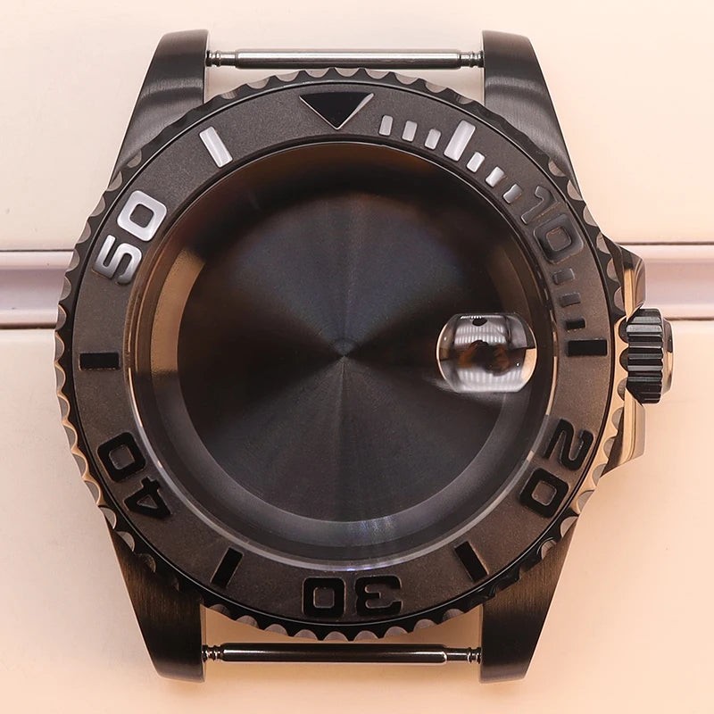 40mm Watch Case Sapphire Yacht Bezel For nh35 nh34 NH36 NH38 Eta2824 Miyota 8215