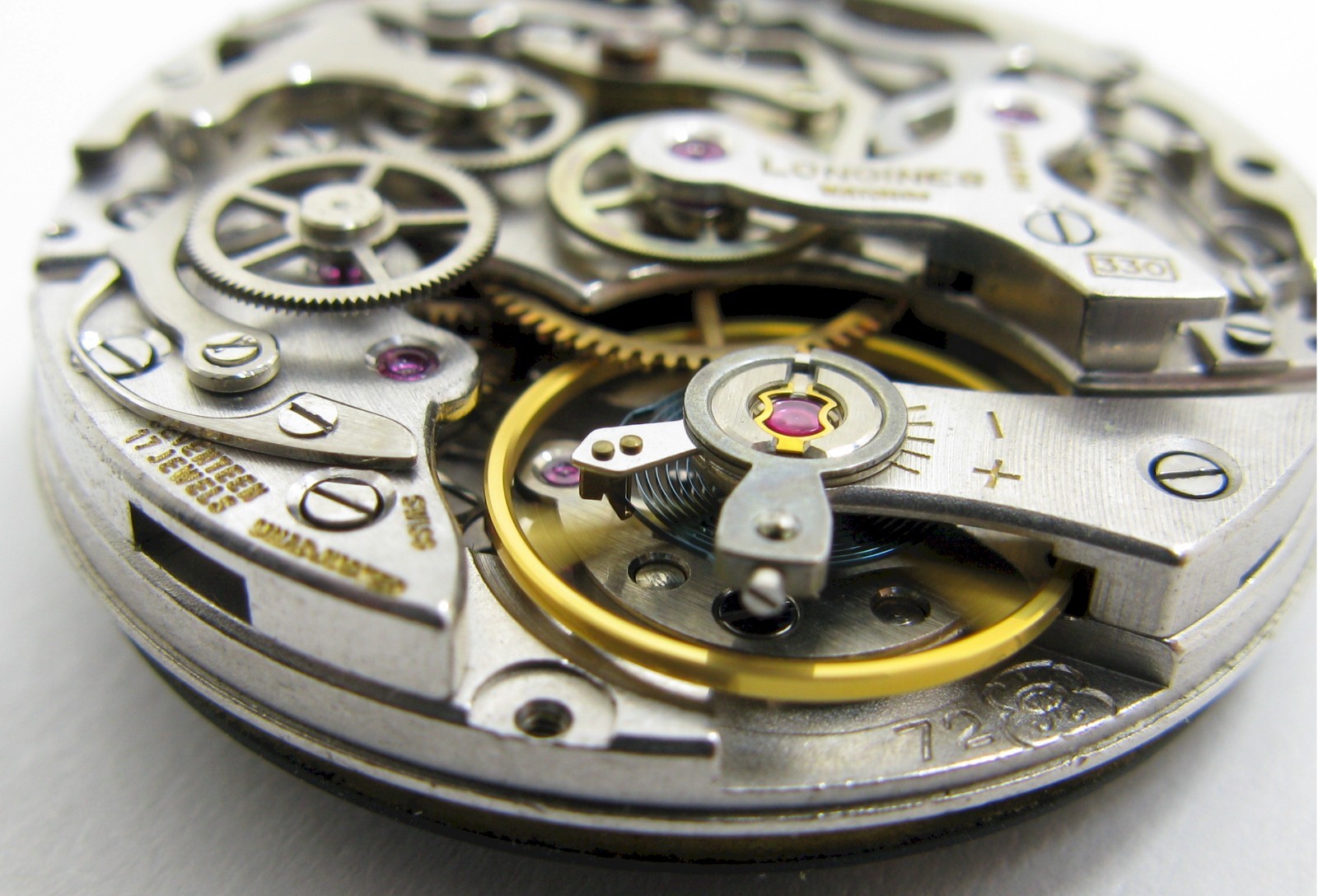Longines 330 Valjoux 72 chronograph Watch Movement + Dial 17 jewels for project