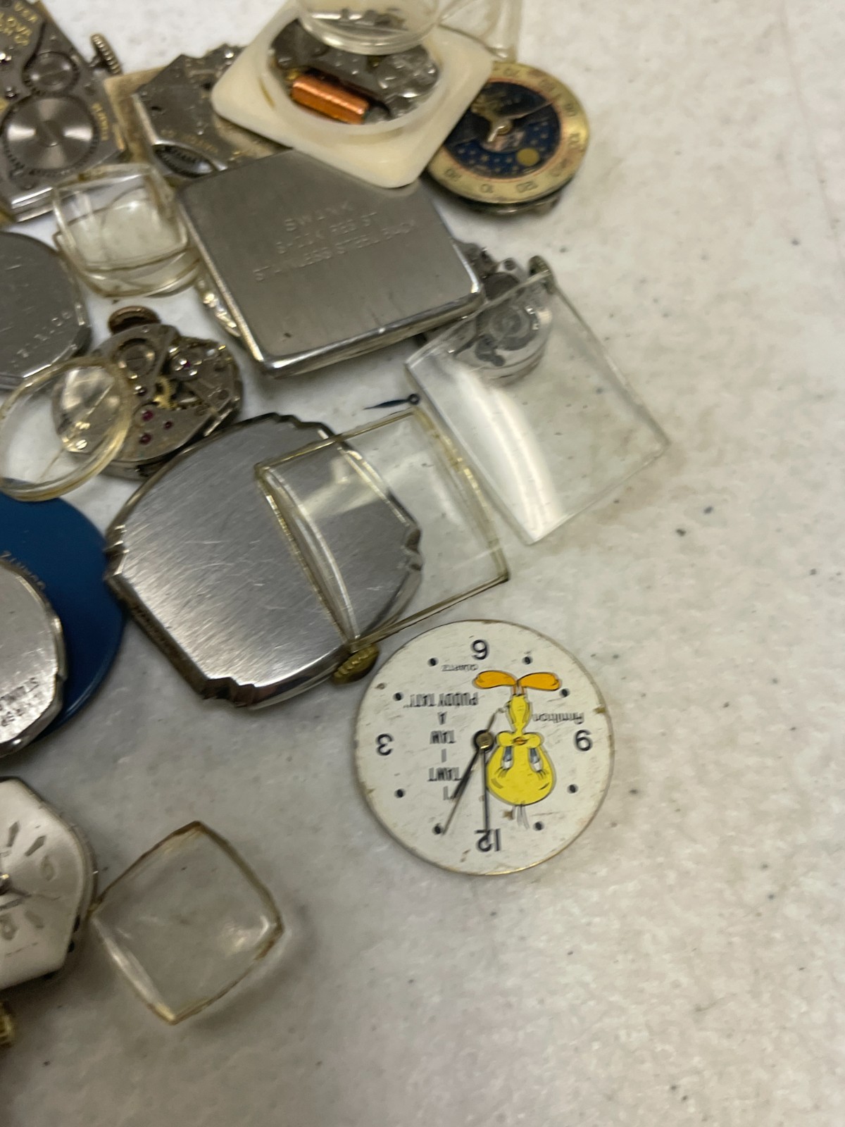 Vintage Watch Repair Parts Lot Movements Cases Dials Crystals Bulova Elgin Craft