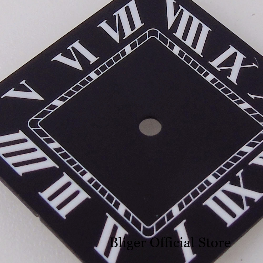 Square 27mm Sterile Watch Dial White Blue Black fit NH35 NH38 NH36 Roman Numeral