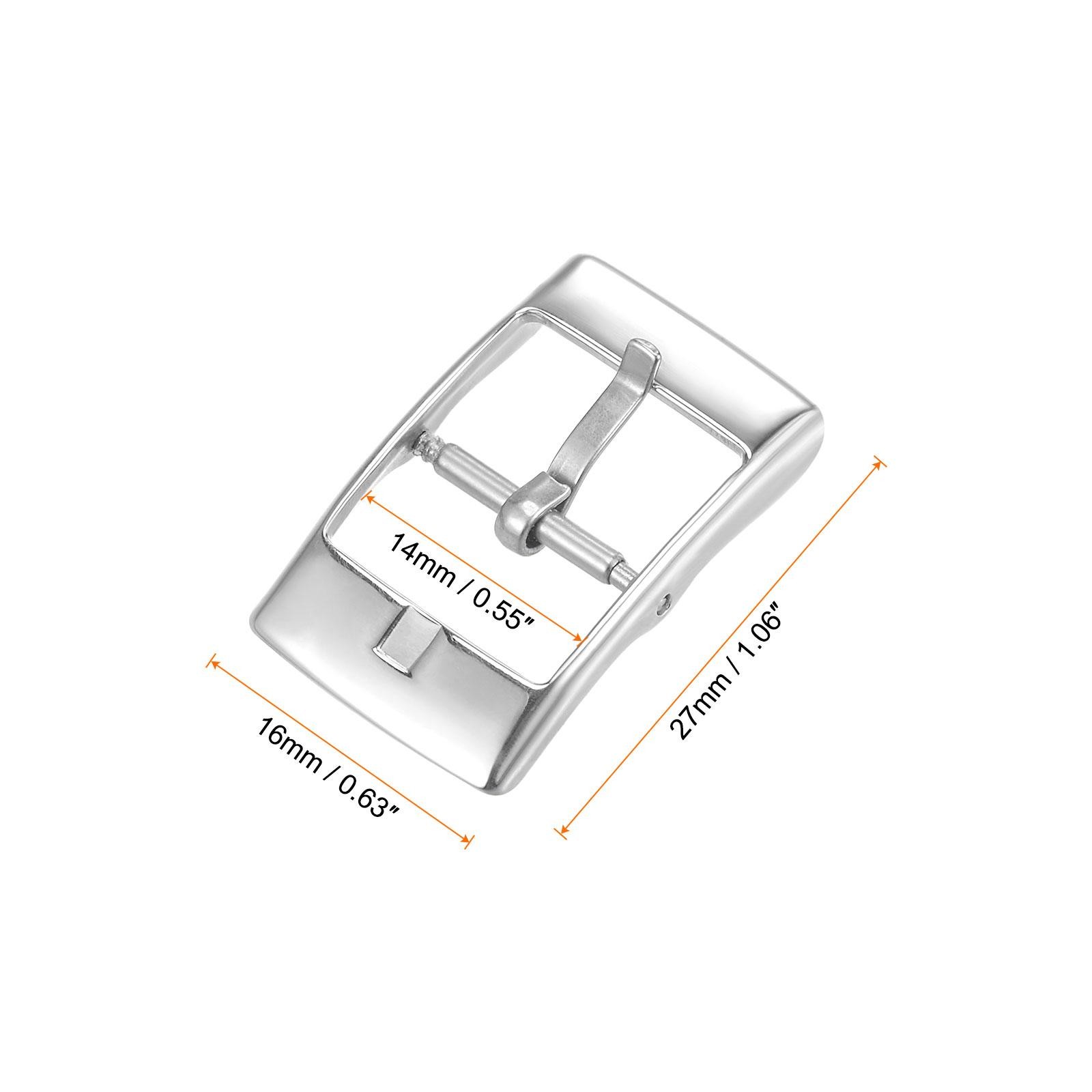 Watch strap closure, polished stainless steel silver, for 14mm with bar spring