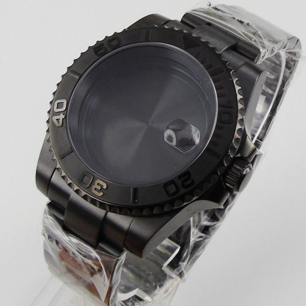 40mm Fit NH34 NH36A NH35A ETA2824 MIYOTA PT5000 Black Steel PVD Watch Case Part