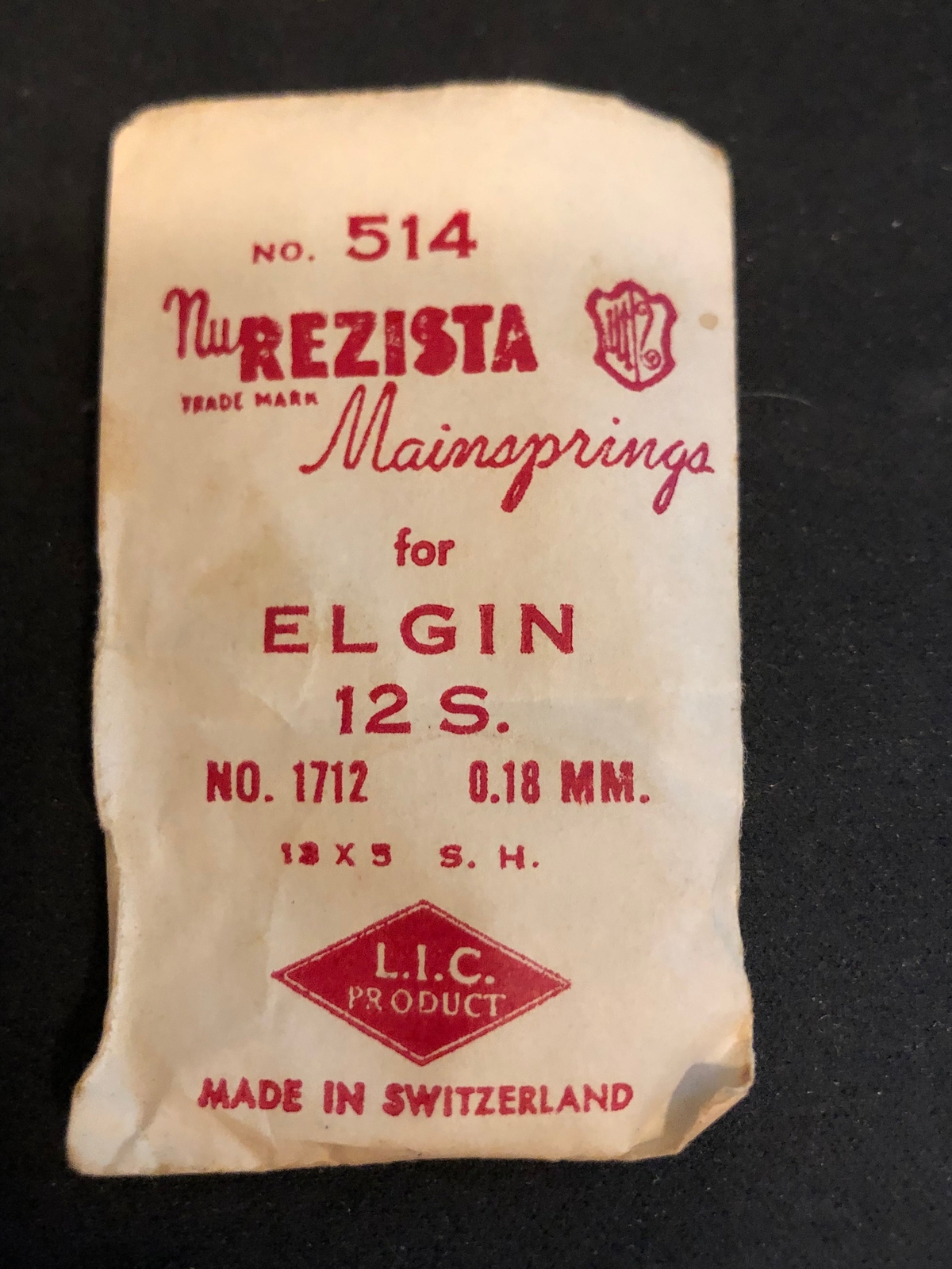 NuRezista Mainspring #514 for Elgin 12s Factory No. 1712 – Steel