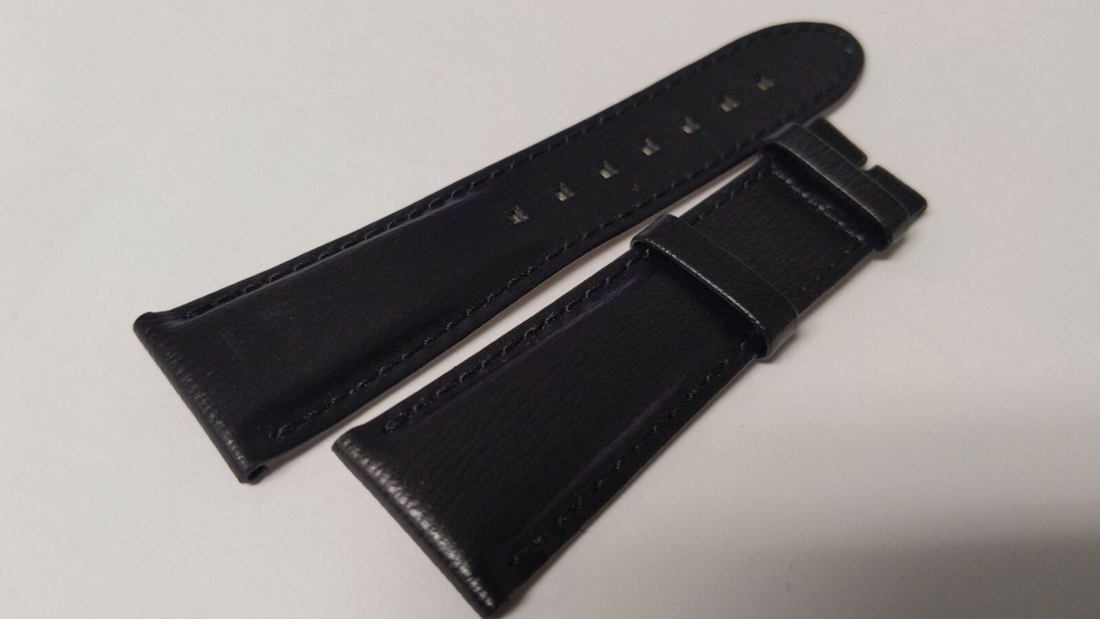Montblanc Band BLACK with BLACK stitch, LEATHER with soft underside.genuine,22mm