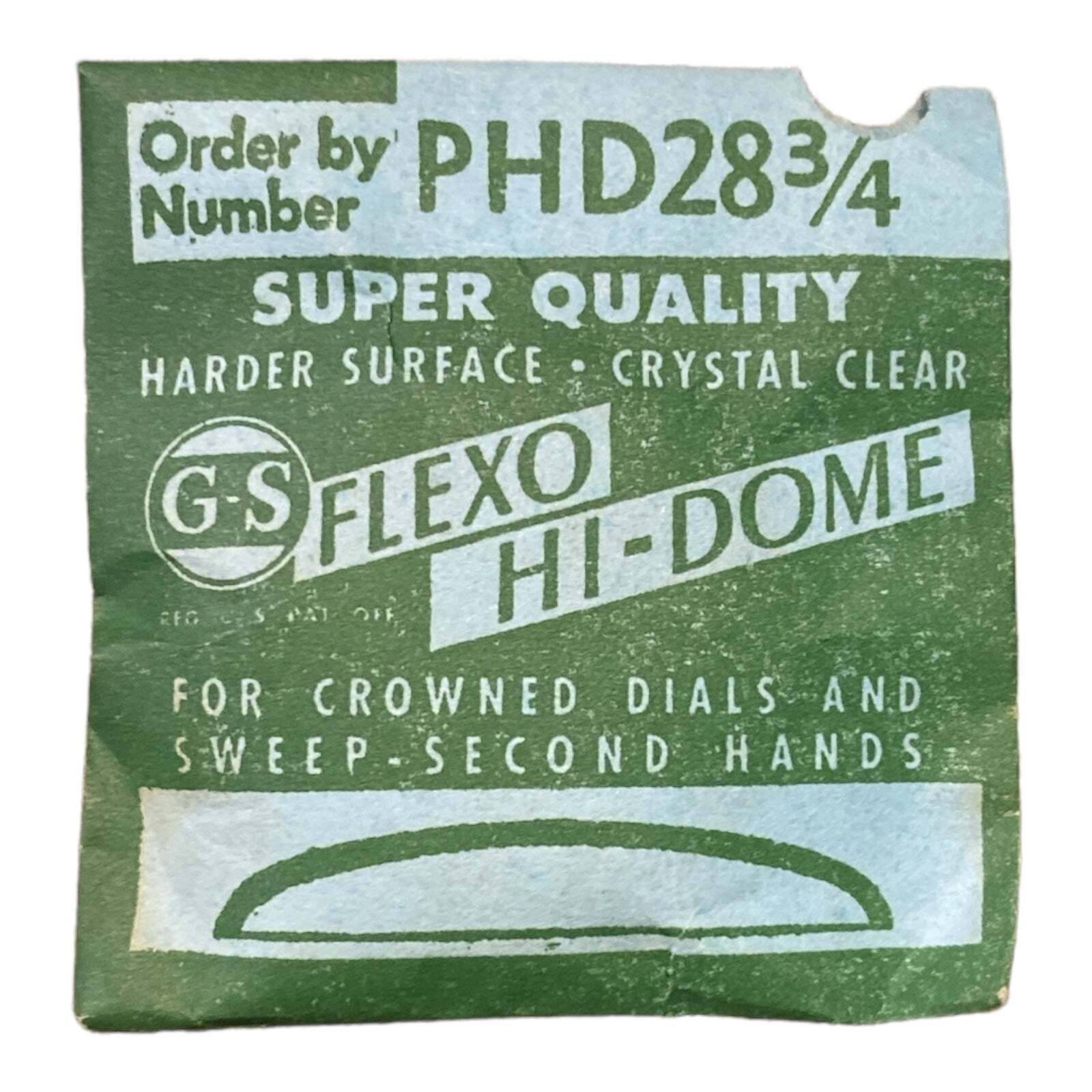 Germanow-Simon Mach (GS) PHD28 3/4 Watch Crystal NOS Part Flexo Hi-Dome