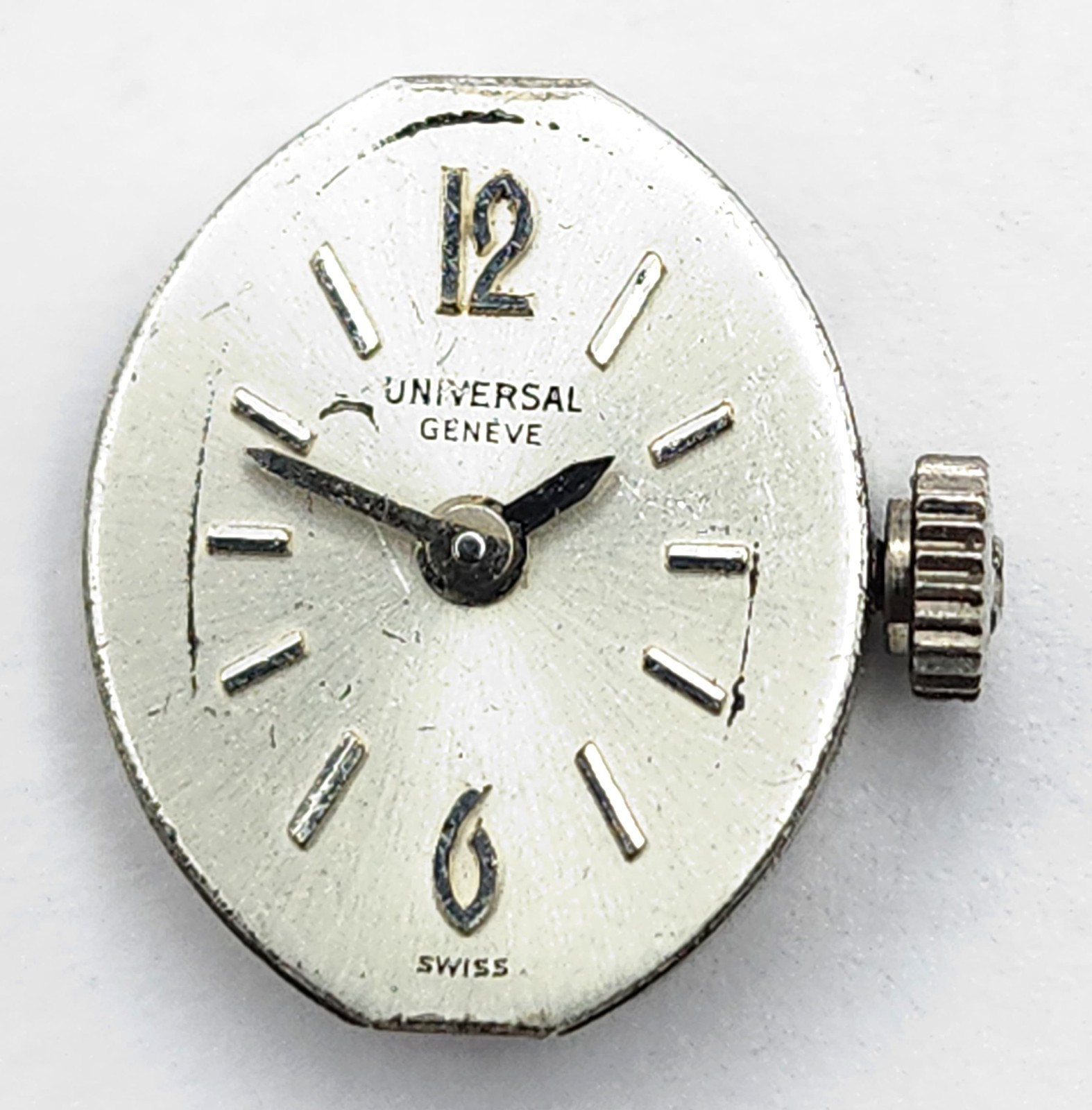 Antique UNIVERSAL GENEVE Swiss Watch Movement & Dial Running #W606