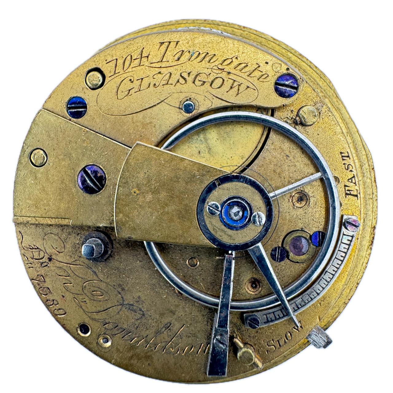 Antique 37.5mm FN Donaldson Key Wind Pocket Watch Movement 104 Irongate Scotland