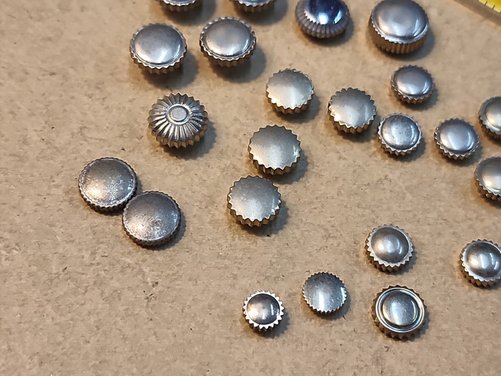 Lot Of 24 Mixed Vintage White GF, SS, & Chrome Pocket & Bracelet Watch Crowns