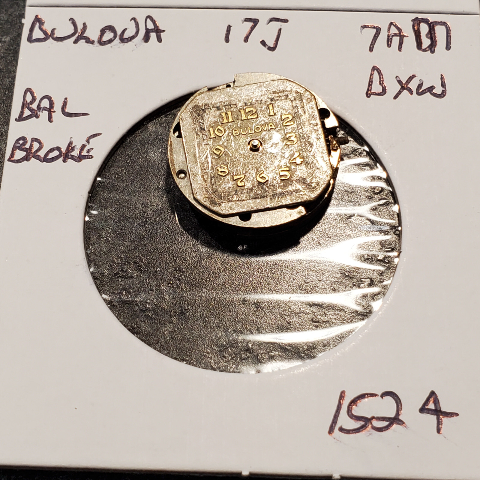 LADIES BULOVA 17J 7AM BXW WRIST WATCH MOVEMENT #1524